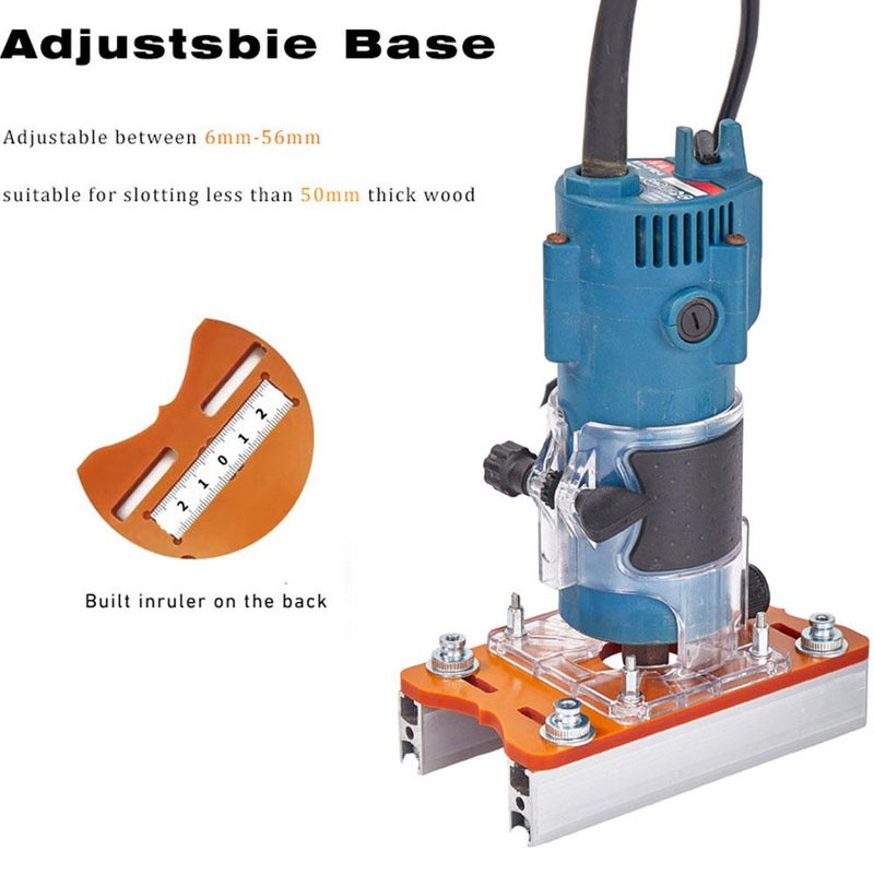 2-in-1 Woodworking Trimmer Slotting Auxiliary Positioning Bracket, Wood Trimmer Router Base Aluminum Alloy Base, Height Precision Tool for Projects for DIY Carpentry (Plate+Cover+Milling cutter) - Image 5